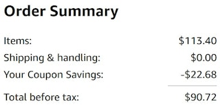 An Amazon order summary