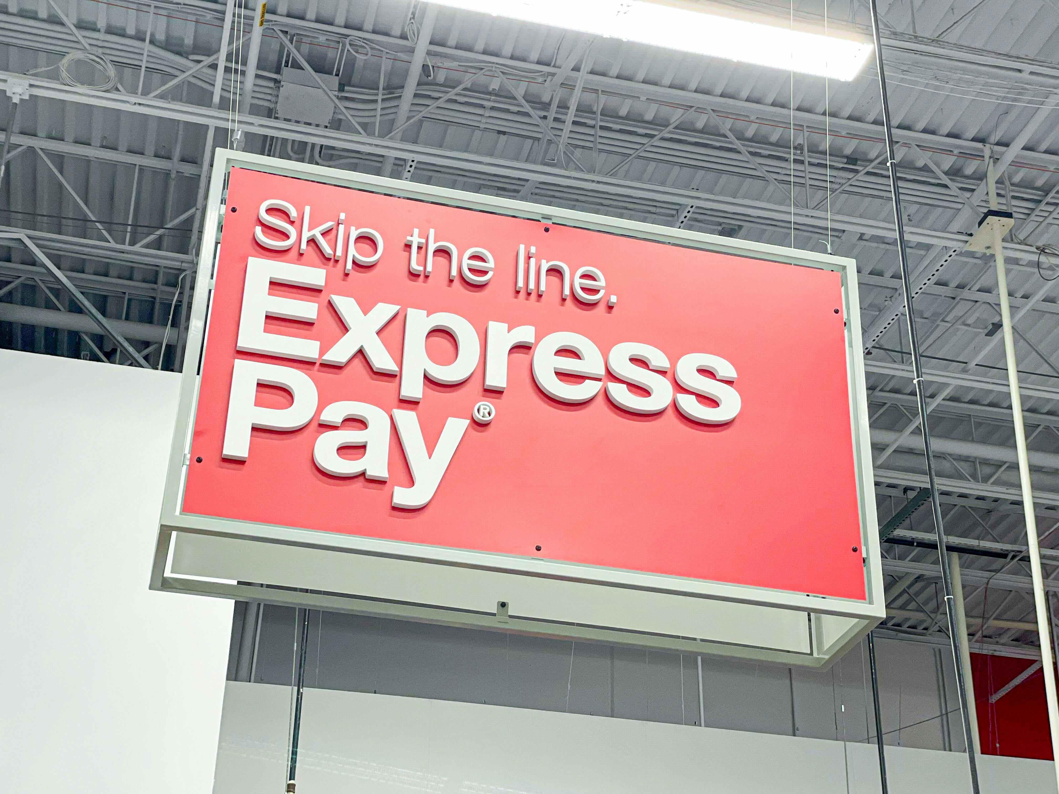 Express pay signage in red
