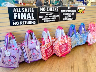 Tote bags on sale for 40% off at the buybuyBaby liquidation sale
