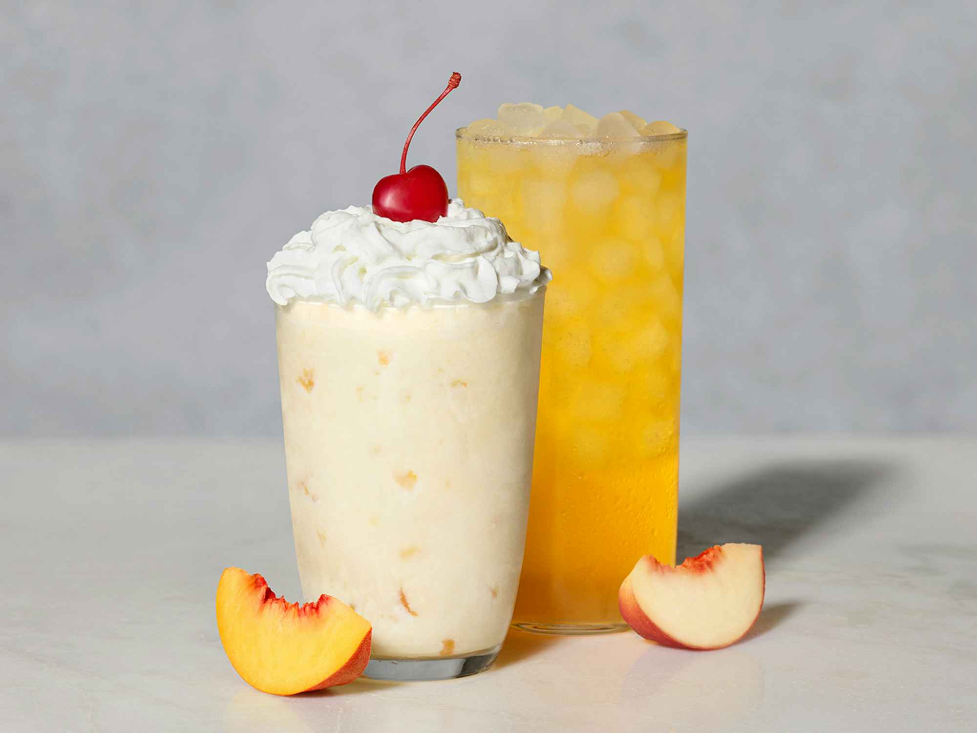 Chick-fil-A peach drinks on a table