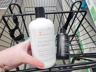 clean beauty shampoo & conditioner in a cart