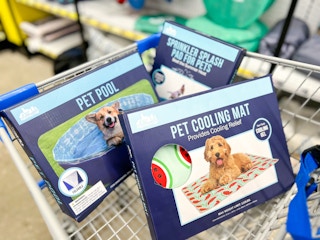 Pet pool, pet cooling mat, splash pad in cart at five below