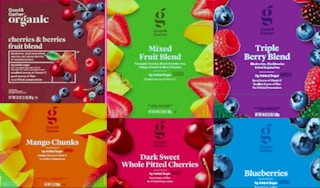A group of recalled frozen fruit products from Target