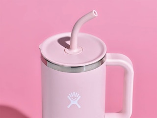 A flexible straw on a Hydro Flask All Around Travel Tumbler