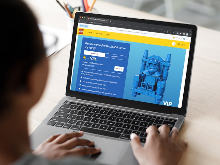 Someone looking at the Lego website page about becoming a VIP