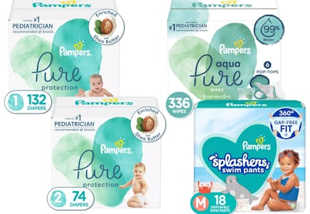 4 Pampers Diapers, Wipes & Swim Pants