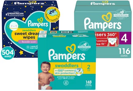 3 Pampers Diapers & Wipes