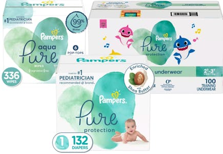 Pampers Pure Diapers + Wipes + Training Pants