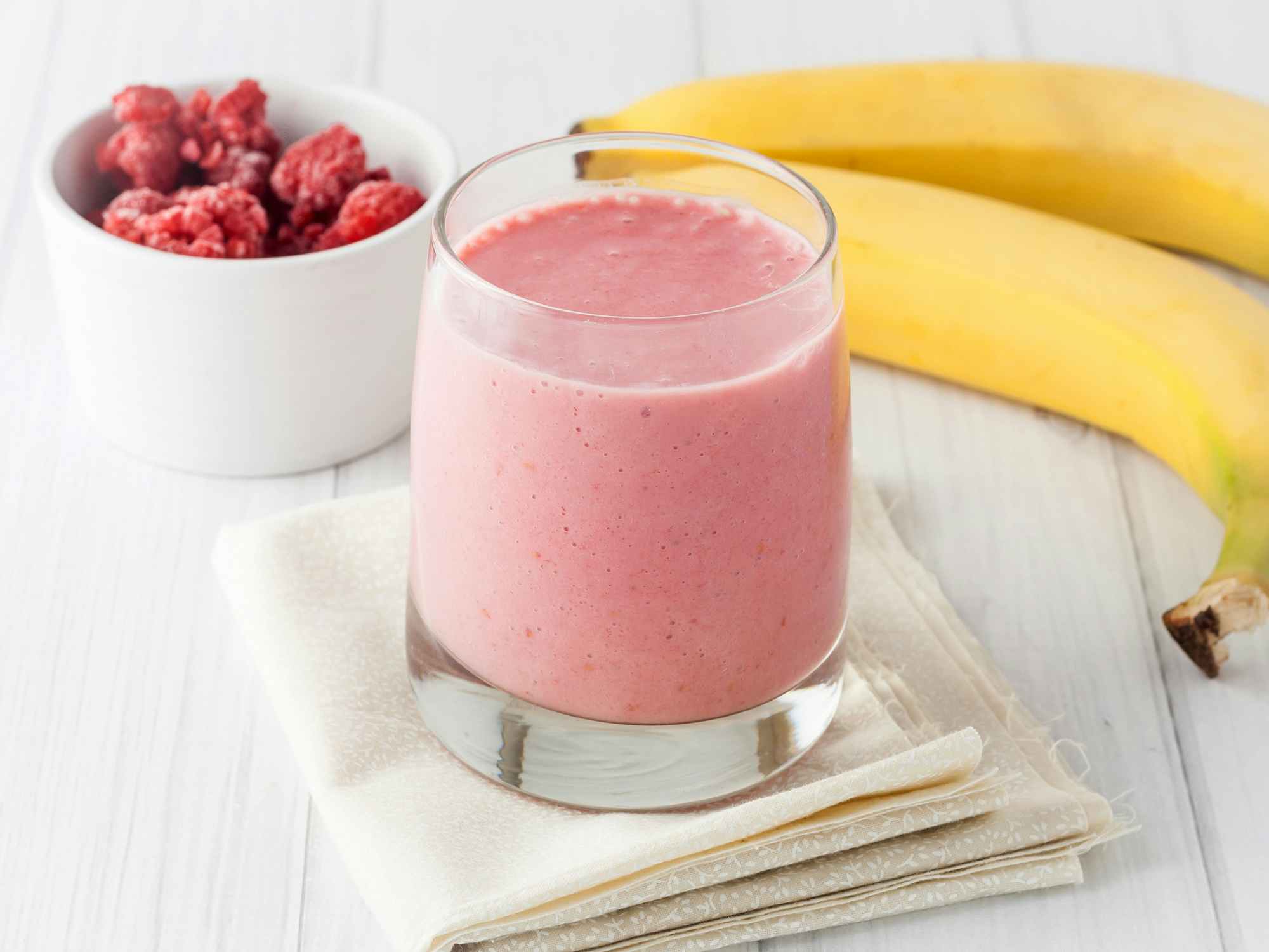 pink princess potion smoothie with frozen berries and bananas