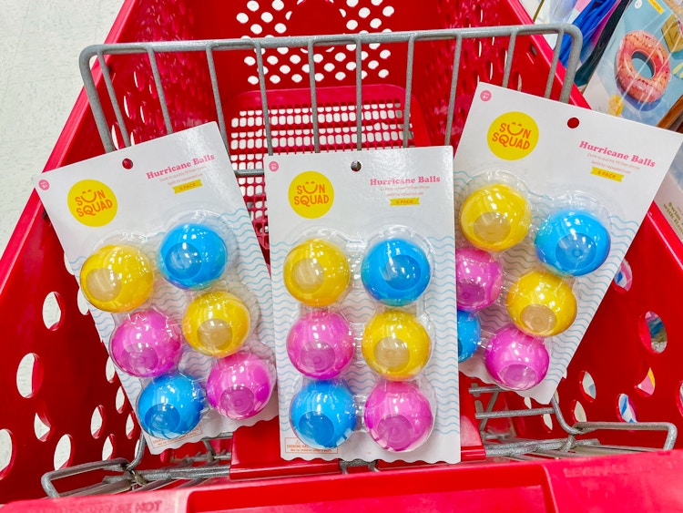 hurricane balls in a cart at target