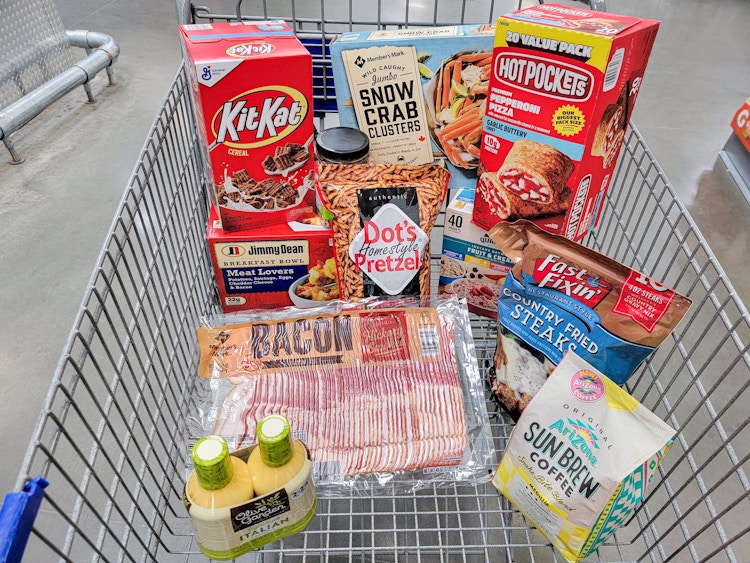 groceries in a cart