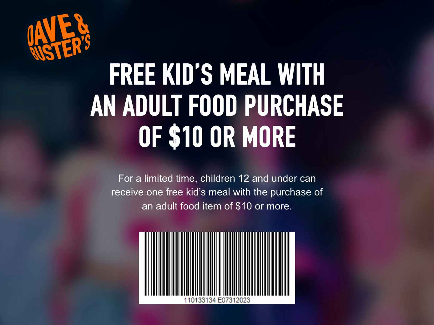 $10 FREE Game Play at Dave & Buster's