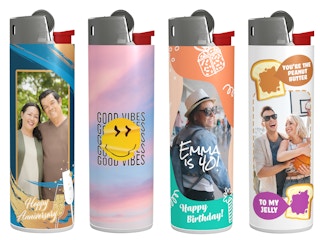 four personalized bic lighters
