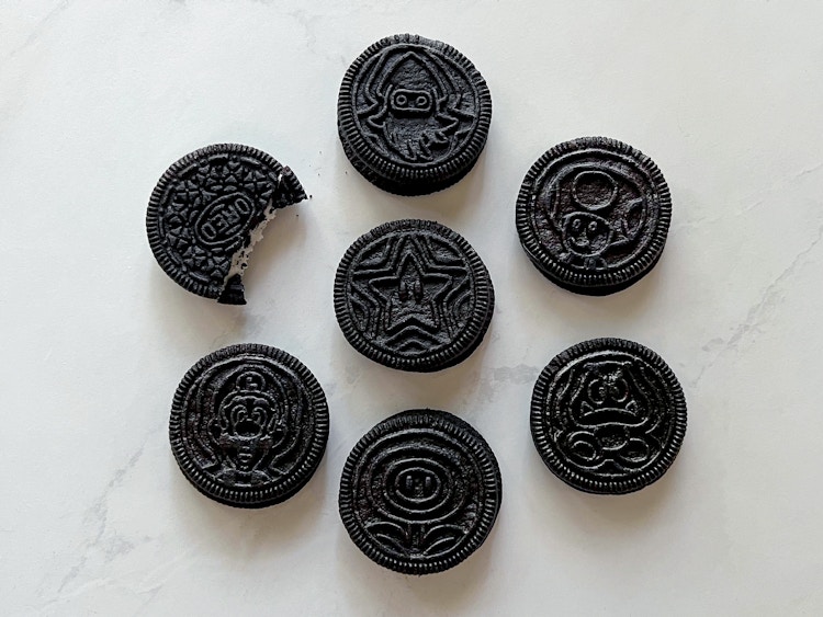 super mario oreo cookies on table