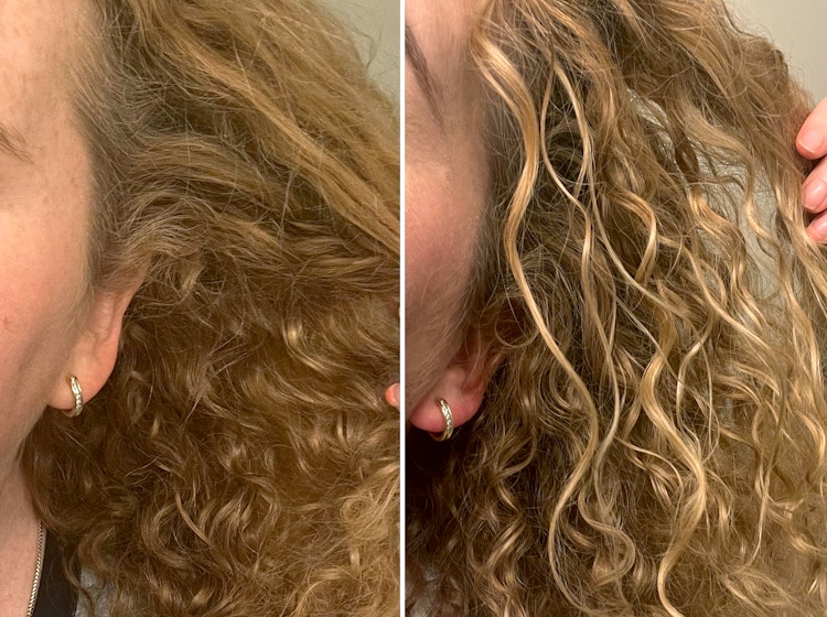 before and after of someone's hair using the wella ultimate repair products