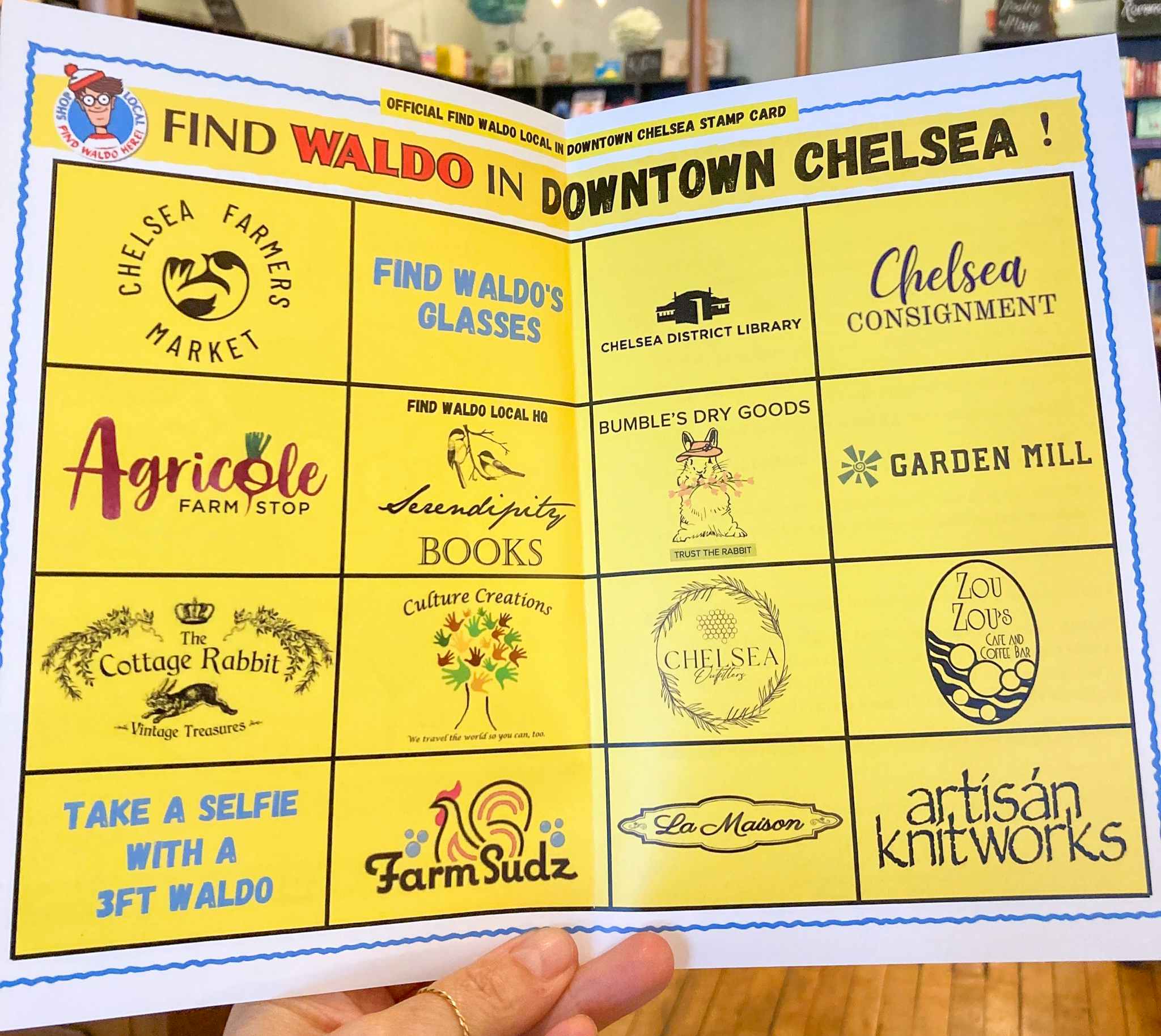 A close up on the stamp book for the Where's Waldo Local event