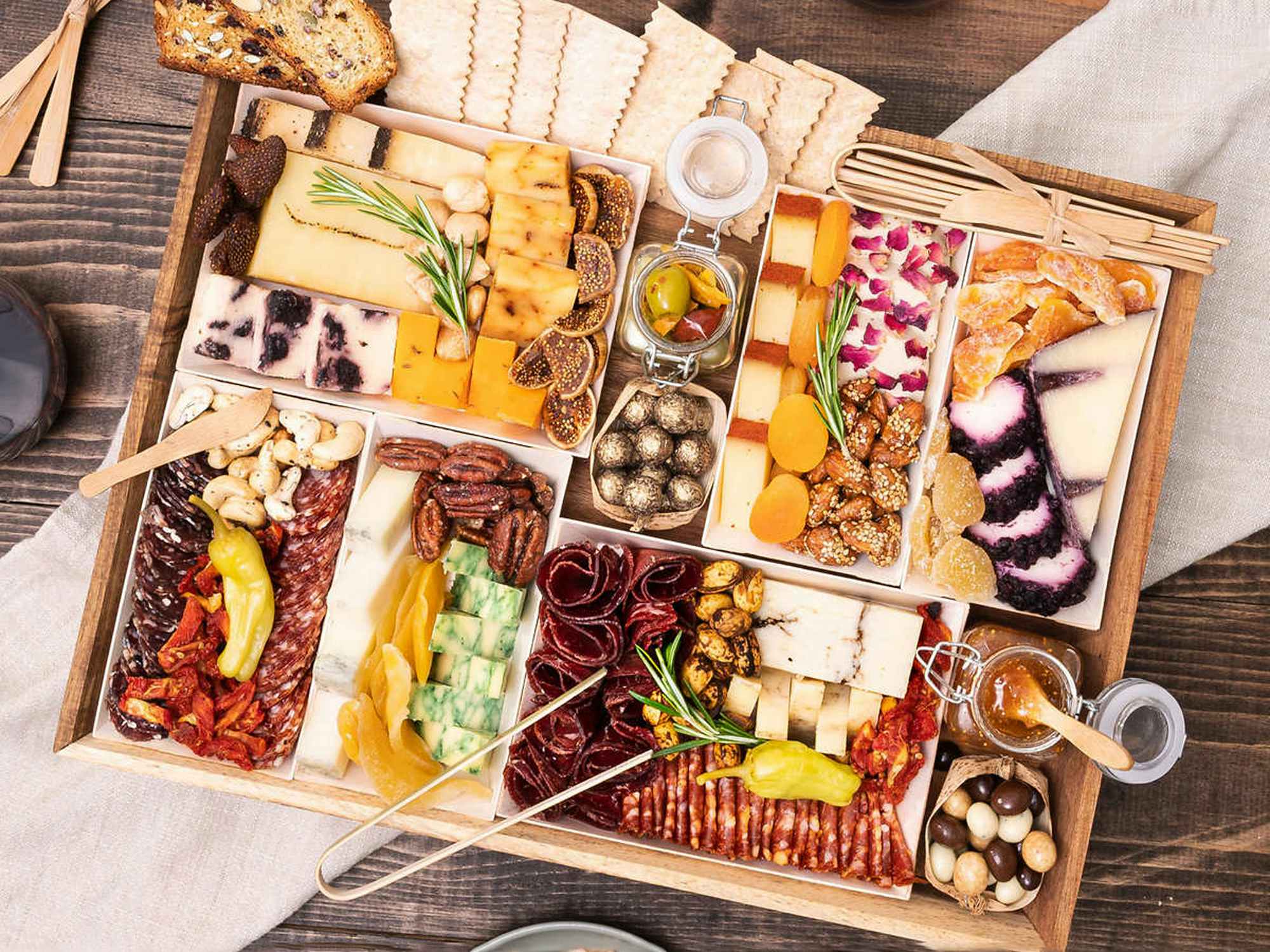 a charcuterie board on a table