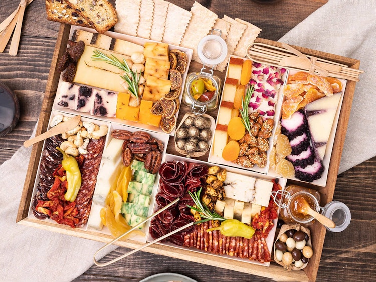a charcuterie board on a table
