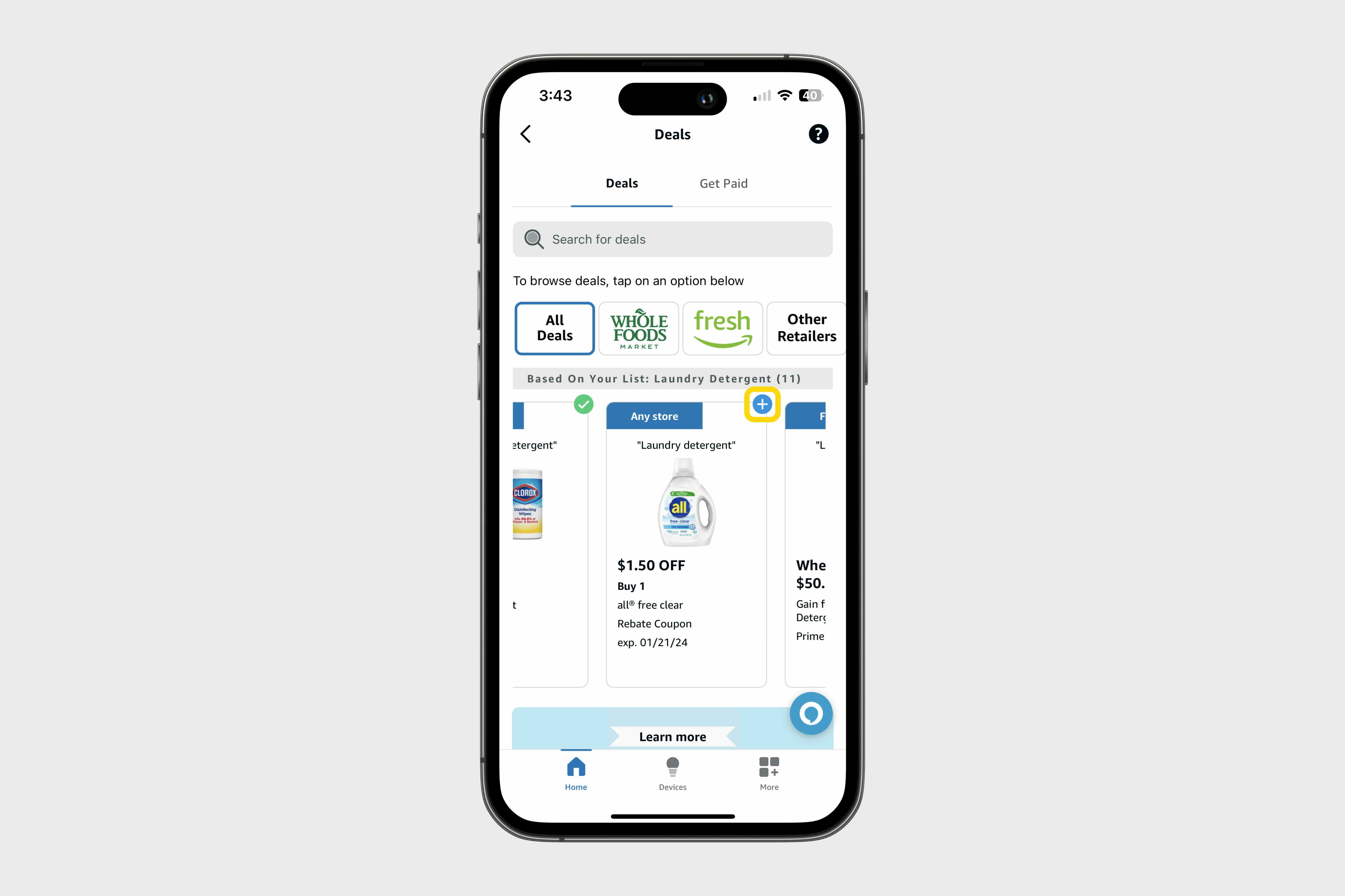 screenshot of amazon deals via the alexia app 