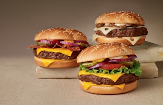 Three angus burgers