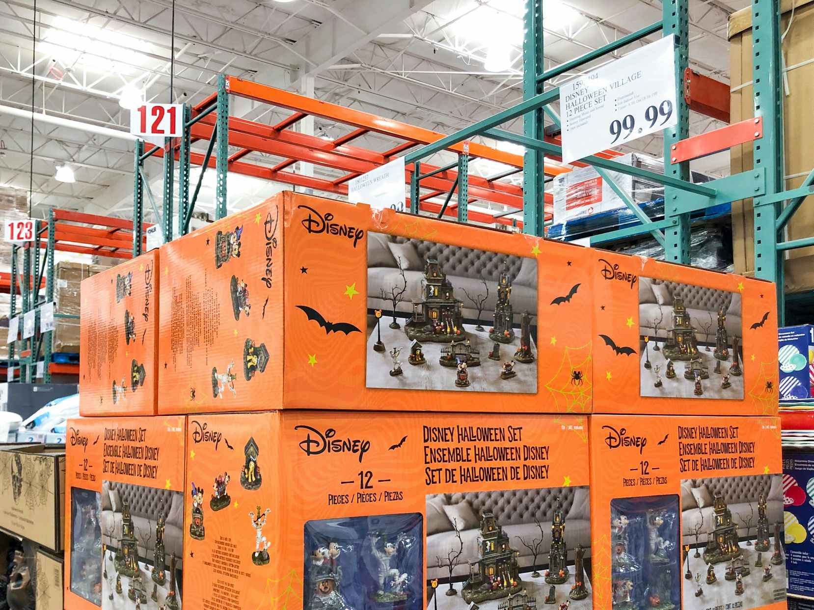 The Disney Halloween Village set stocked at Costco