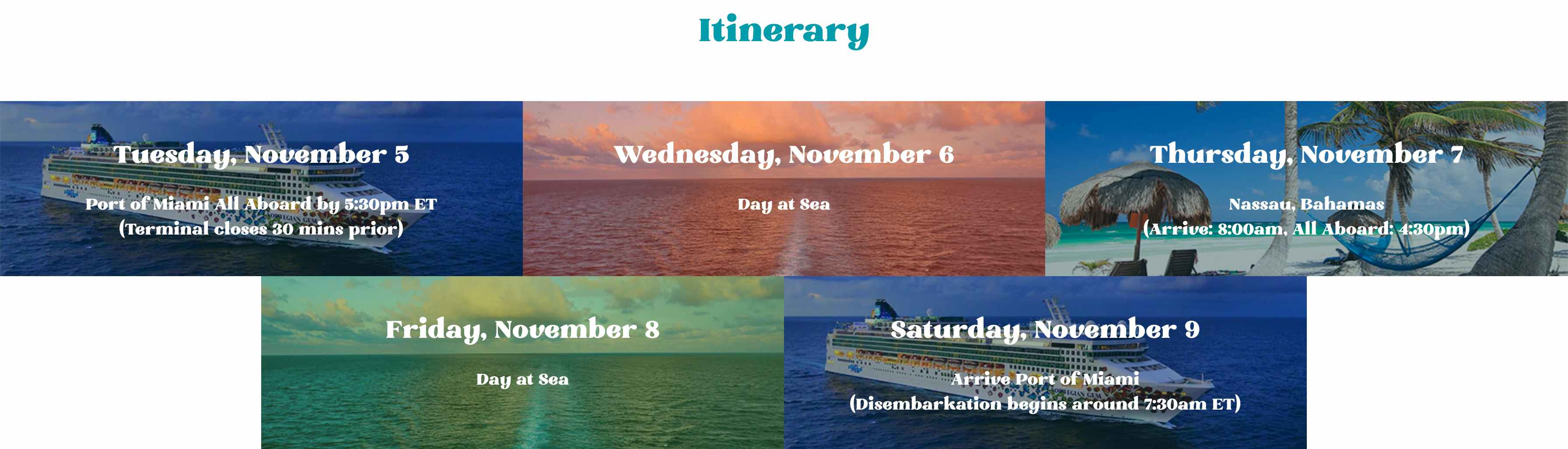 a screenshot of the hallmark channel christmas cruise itinerary 