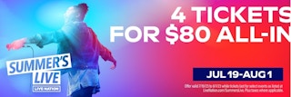LIve Nation Summer Sale Graphic, advertising 4 tickets for $80