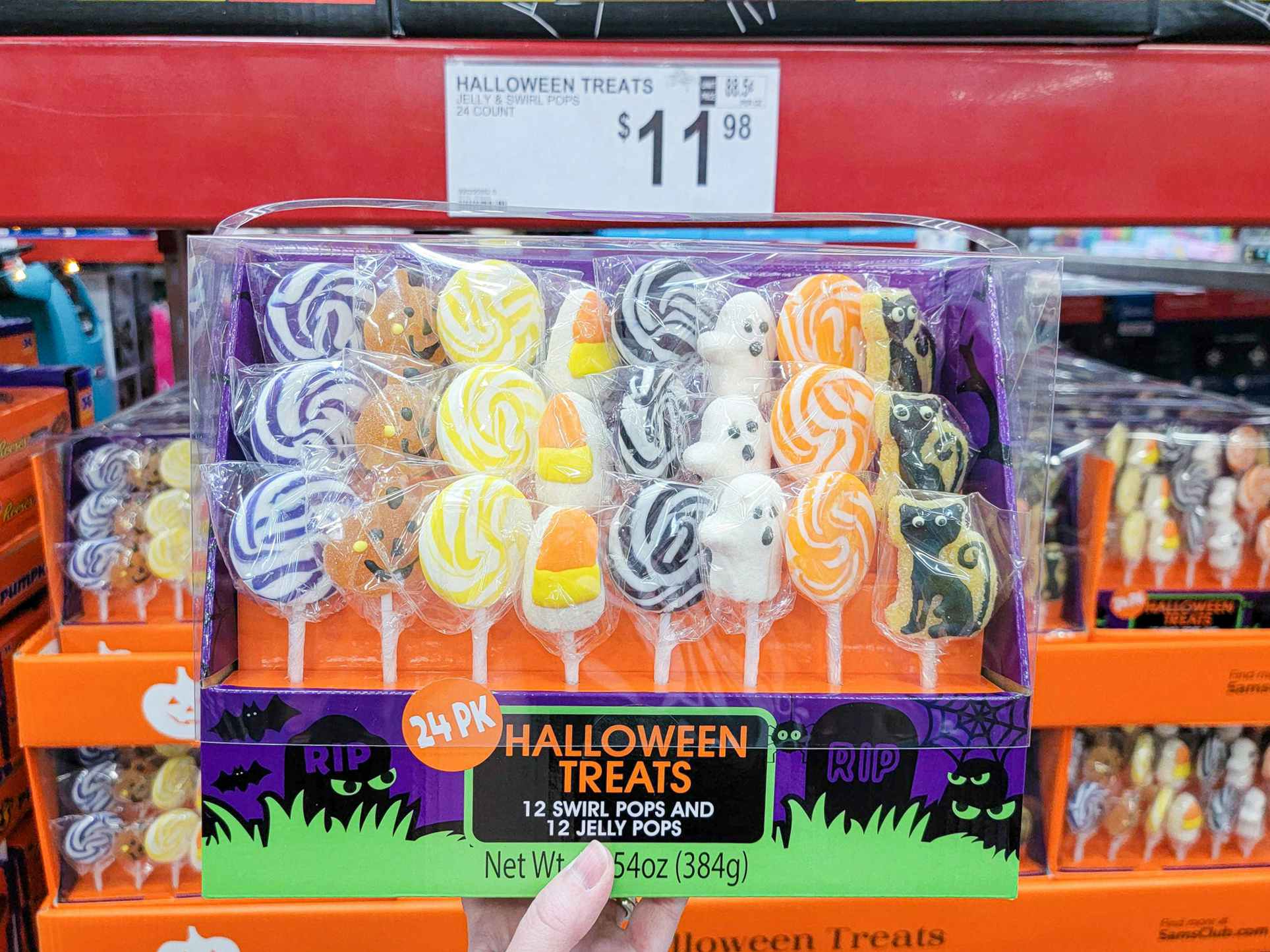 A pack of some Halloween jelly swirl pops at Sam's Club