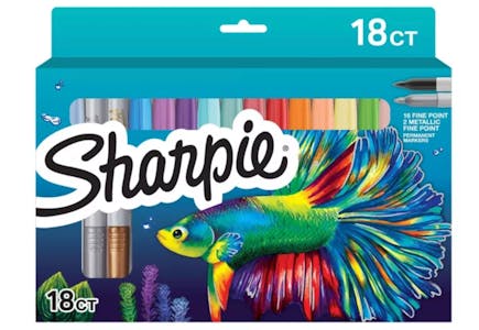Sharpie Permanent Fine Tip Markers 18-Count