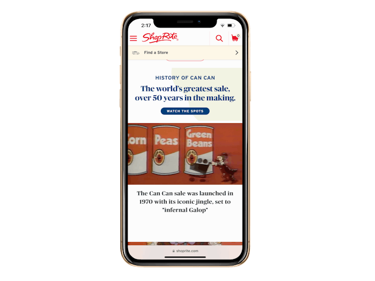 an iphone with the shoprite website pulled up on it 