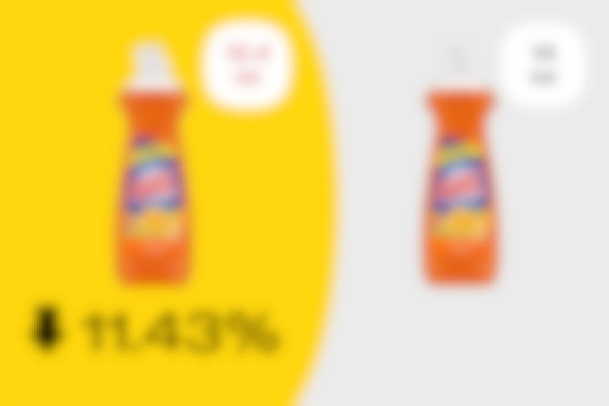 Graphic showing how AJAX soap is now 3.57% smaller thanks to shrinkflation