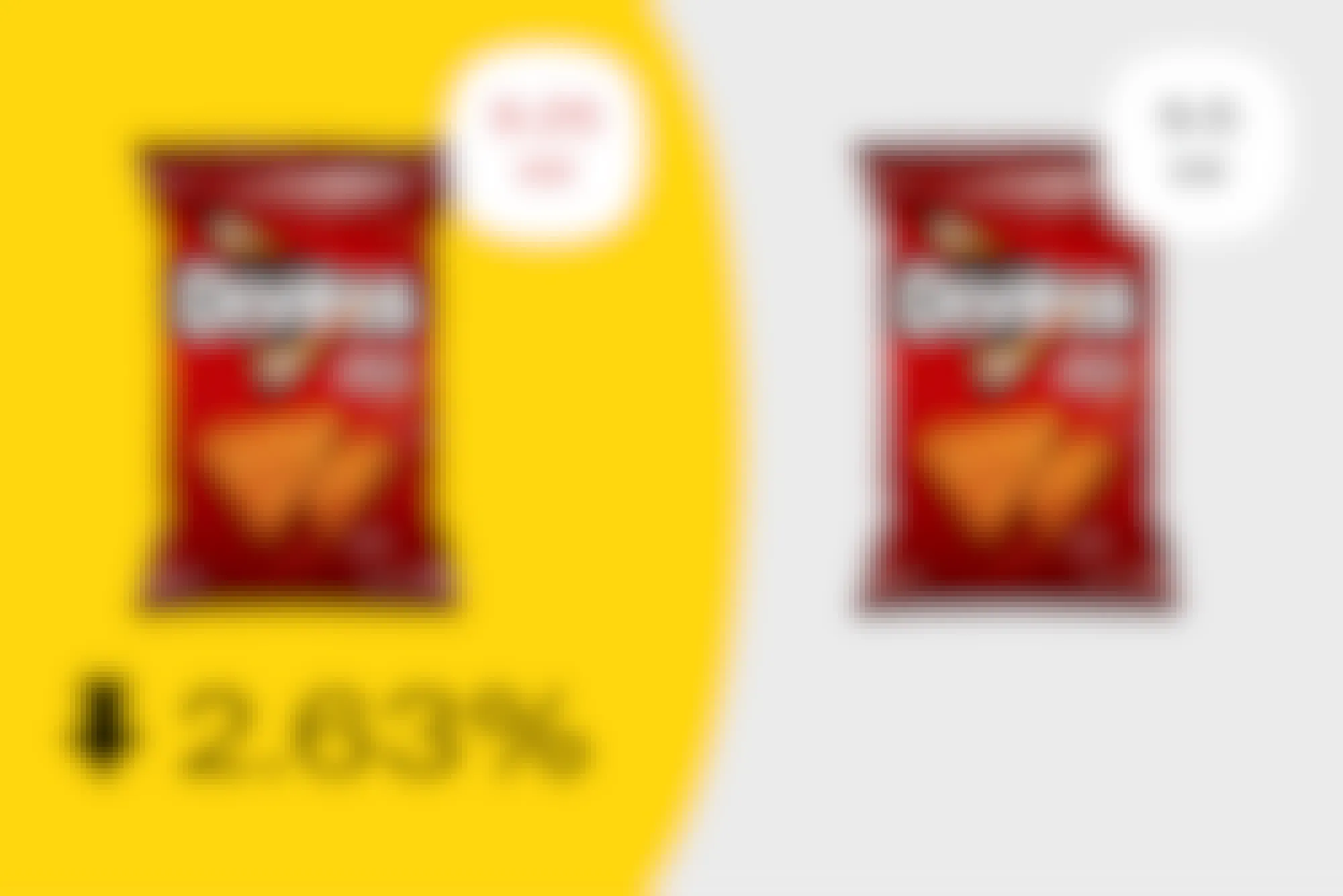 Graphic showing how Doritos is now 2.63%% smaller thanks to shrinkflation