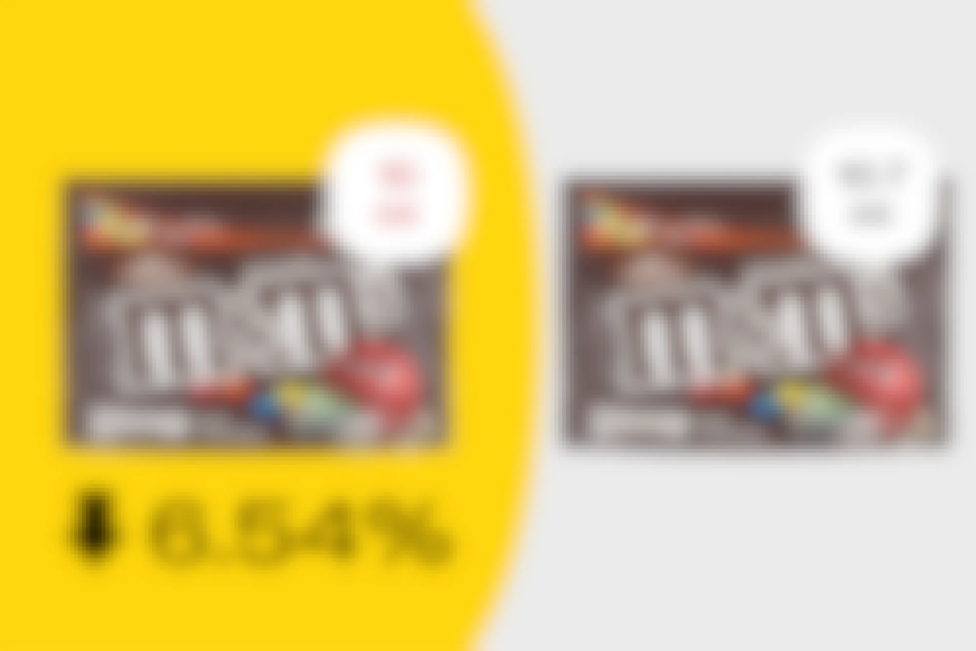Graphic showing how M&M's Share Size is now 6.54% smaller thanks to shrinkflation