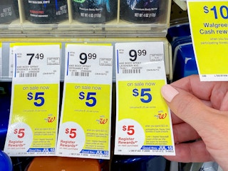 axe fine fragrance collection sale stickers on walgreens shelf