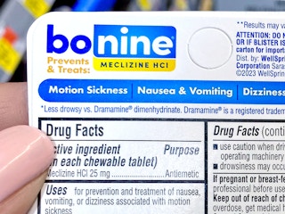 bonine meclizine back label