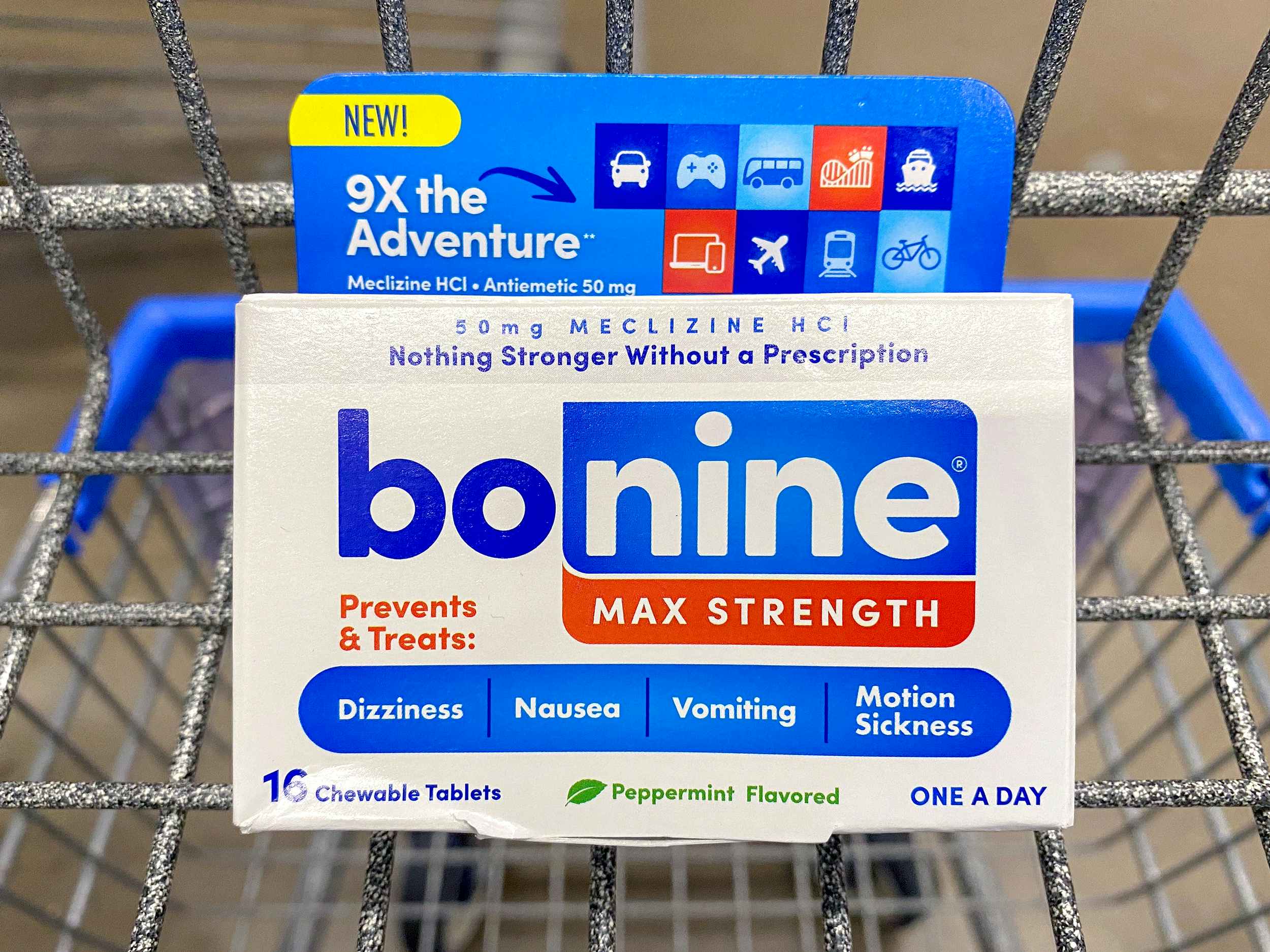 bonine meclizine max strength in walmart shopping cart