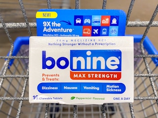 bonine meclizine max strength in walmart shopping cart