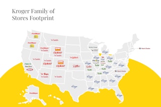 U.S. map showing the grocery stores Kroger owns.