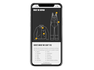 carharrt repair website on an iphone