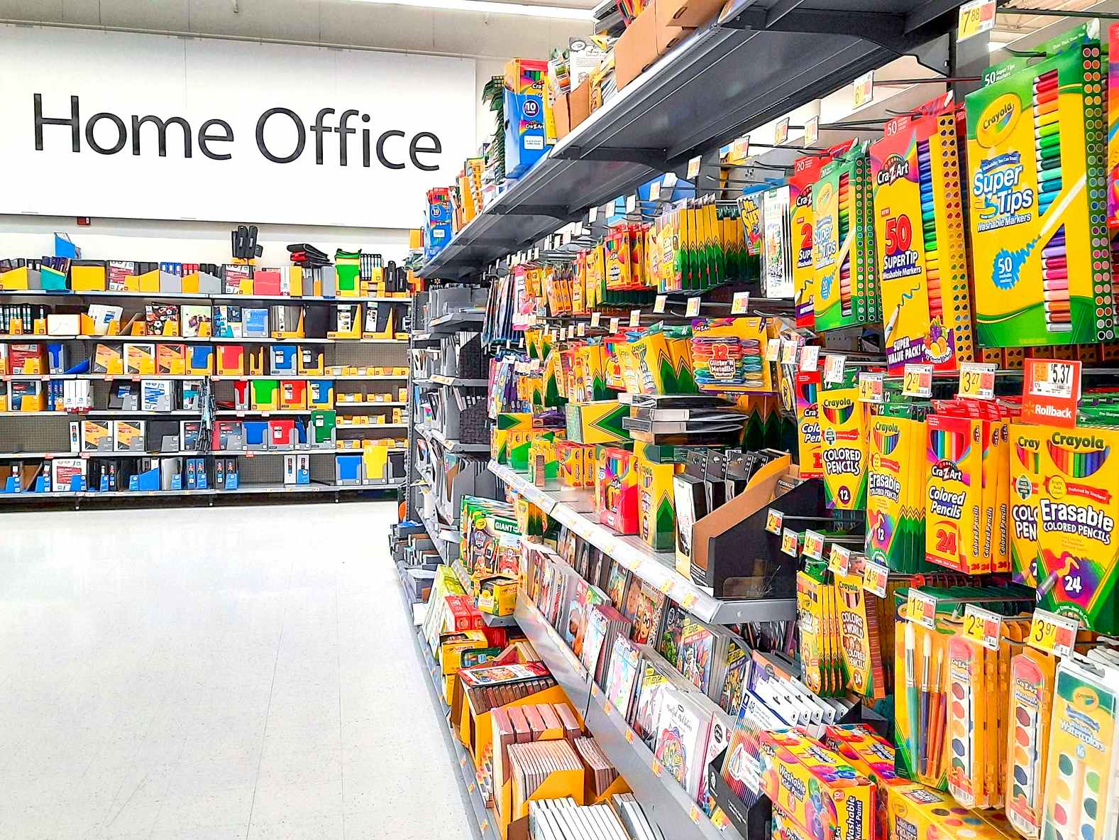 walmart home office and school supplies aisle in store
