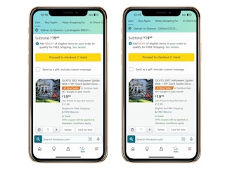 California vs new jersey amazon shipping costs side by side on an iphone