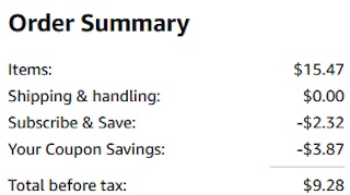 an amazon order summary