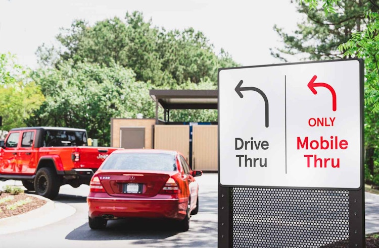 A Chick-fil-A mobile only drive thru. 