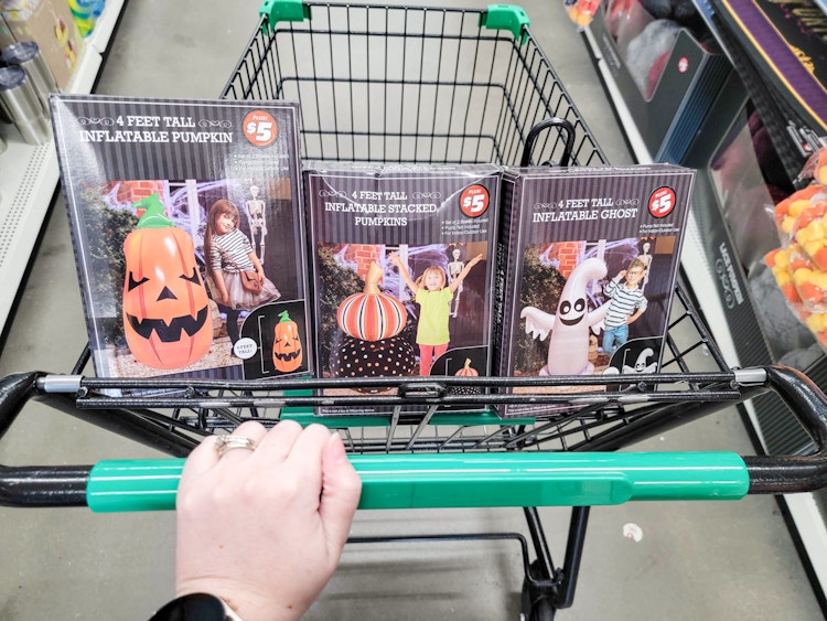 4 foot halloween inflatables in a cart