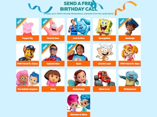 characters from the free nick jr birthday phone call