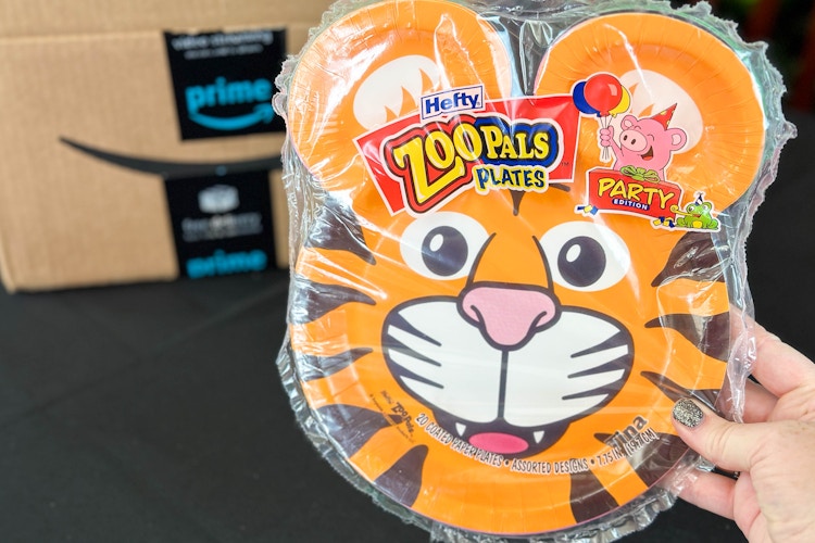 zoo plates in front of amazon box 