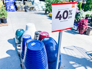 Reduced price planters on display