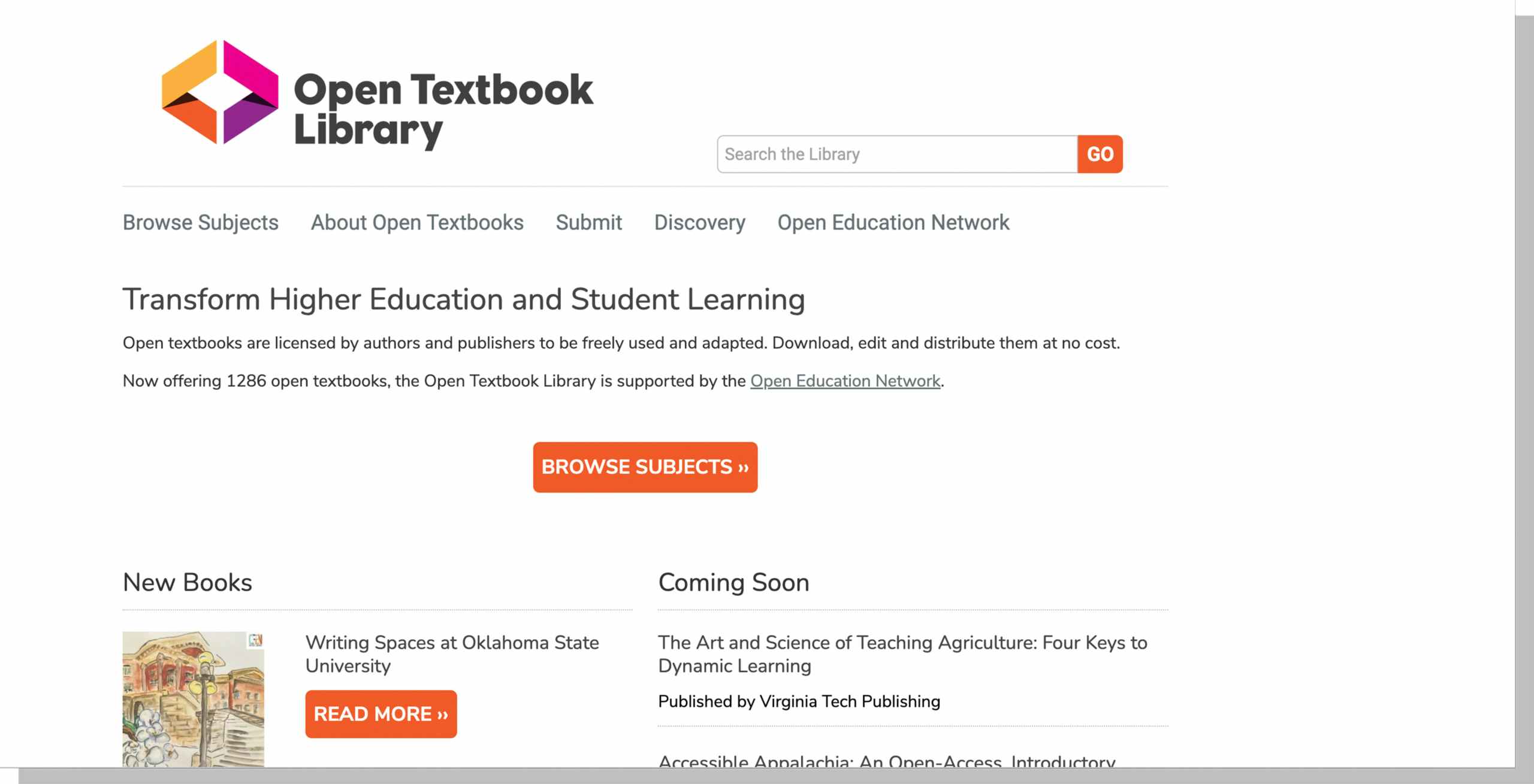 Open Textbook Library Website