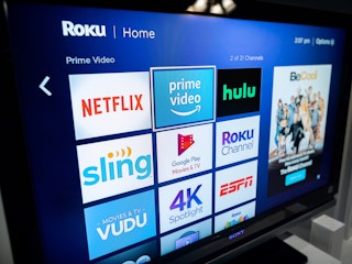 roku screen with different streaming apps like hulu and amazon prime video available
