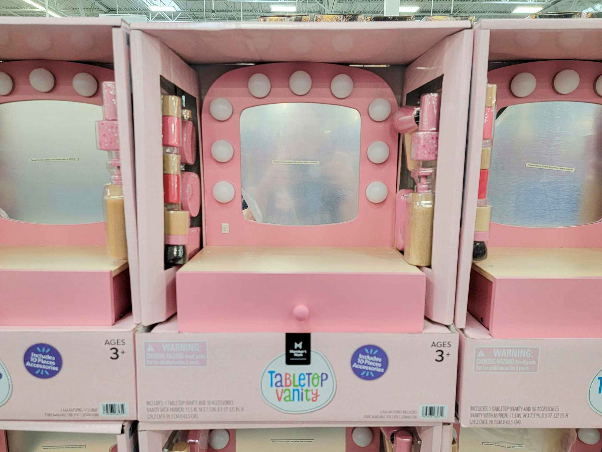 pink wooden vanity toy